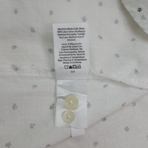 Free Assembly Short Sleeve Button-Up Shirt Mens Small White with Flowers - Picture 5 of 6